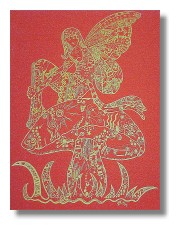 Pagan Art - Gold Fairy on Toadstool Thumbnail.
